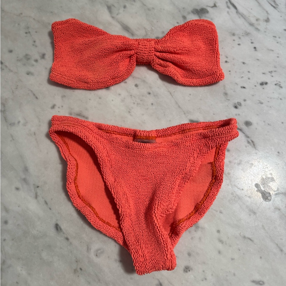 Hunza G duo bikini set in orange one size